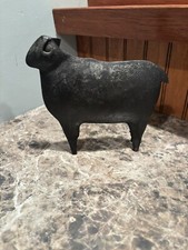 Primitive Decorative Black Metal Sheep, 5.75" Height, 1" Width