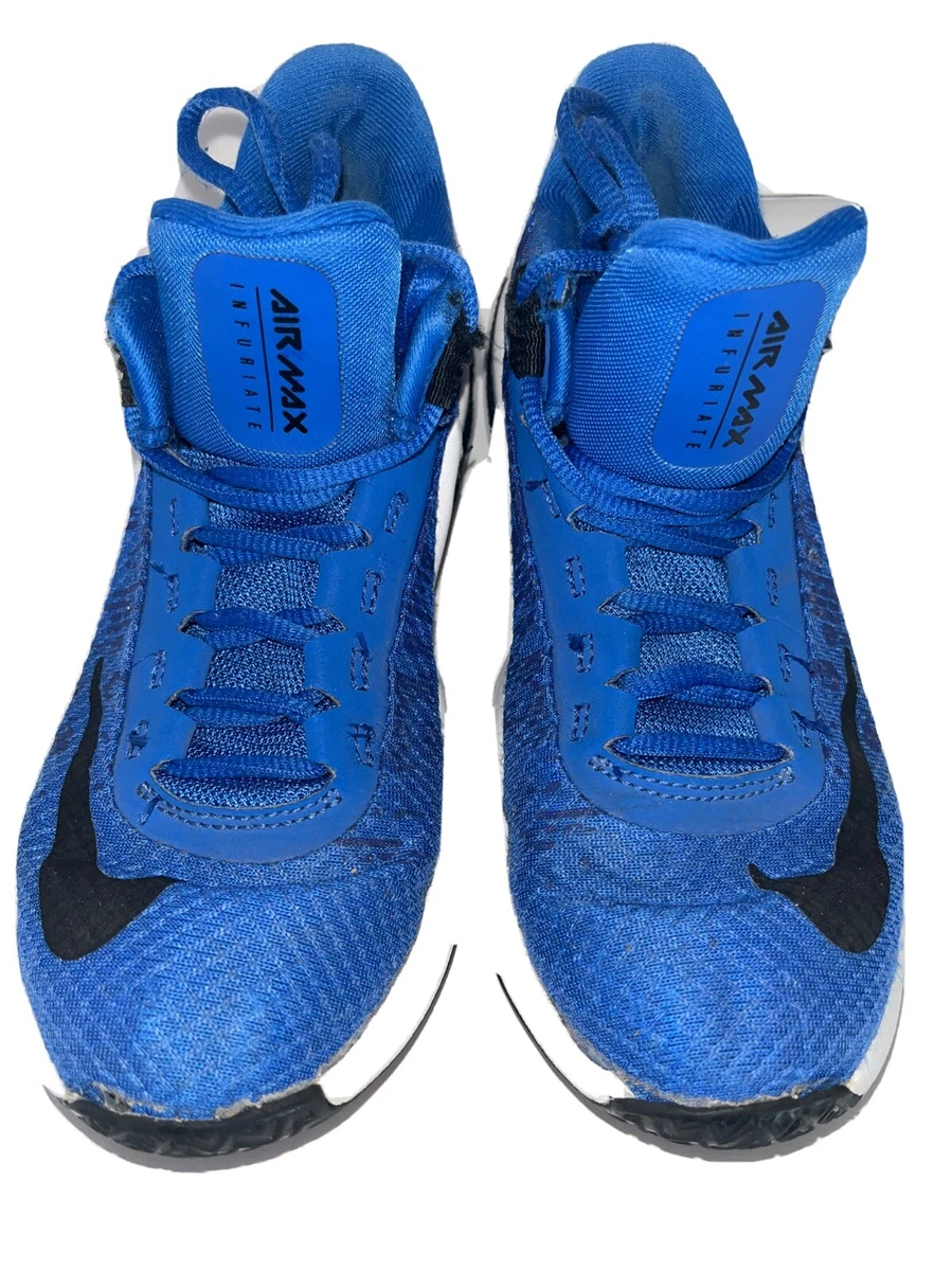 Royal blue and top white basketball shoes