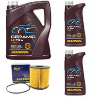 MotoröL Set Mannol 5W-40 Ceramic Ultra 7 Liter + ÖLfilter FüR Renault Master 2.2