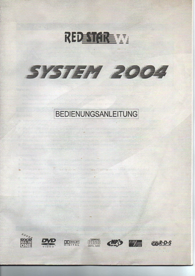 Bedienungsanleitung  RED-STAR W System 2004