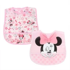Disney Minnie Mouse 2 Pack Pink Frosted Crumb Catcher Bibs