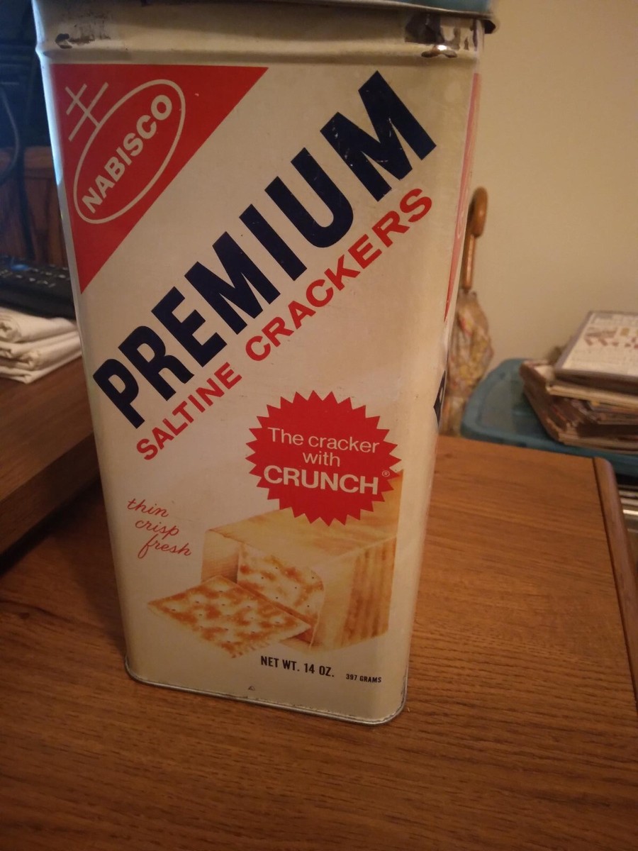 Vintage 1969 Nabisco Premium Saltine Cracker Tin Metal Box 14oz