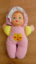 B6-Doudou Poupée Reversible PLAYSKOOL Bleu Nuit Rose Jour Vintage 