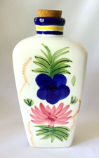 Cordonbleu Hand Painted Corked Floral Art Pottery Bottle 8.5"