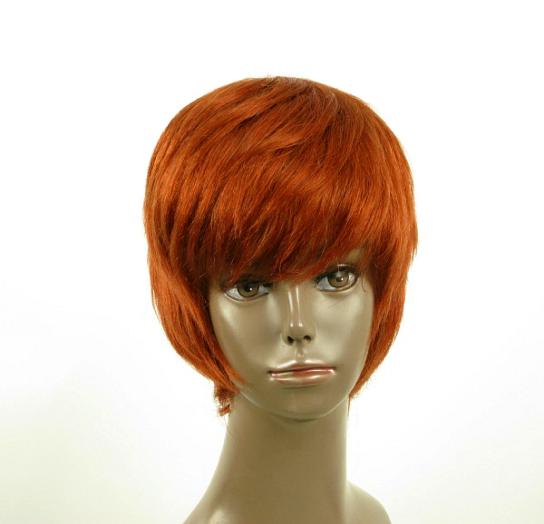 Perruque afro courte en cheveux naturels d'un cuivré intense flamboyant LAET 01/130