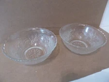 Anchor Hocking Sandwich Glass 6.5” Scalloped Bowls Clear USA Vintage (S3