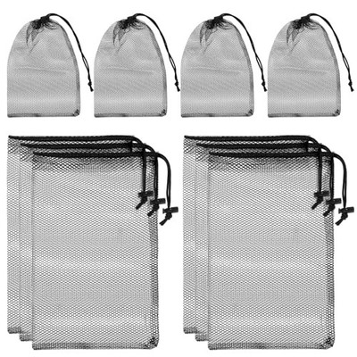 Sliverdew 10PCS Small Mesh Bags Drawstring Black Nylon Mesh 30cm×20cm