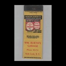 Matchbook Cover Kendall Motor Oil Wm. Burto's Garage North Creek NY