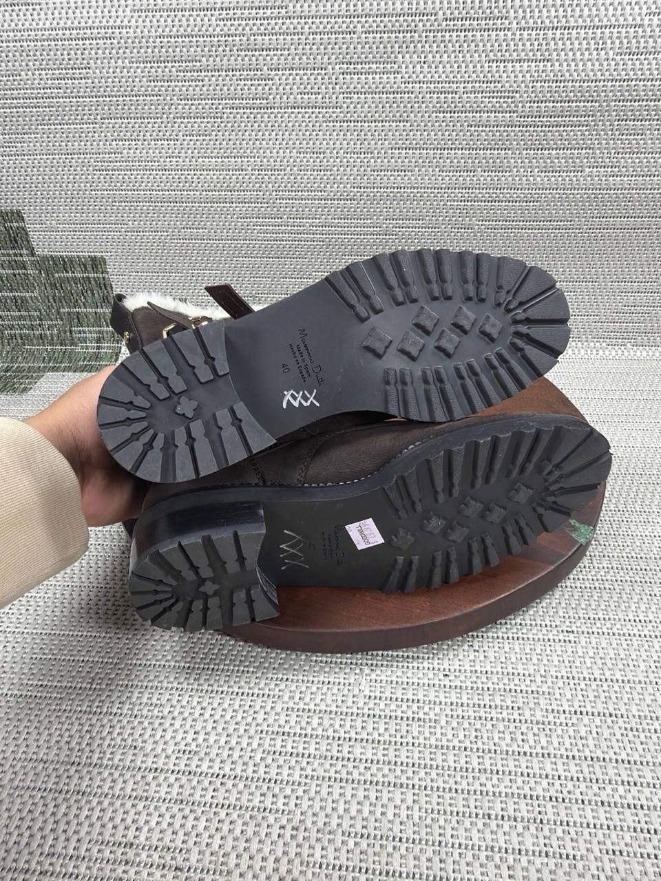 Massimo Dutti Boots Womens Size 40 Eu 9.5 Us Brown Suede Shearling Lace Up Snow thumbnail 6