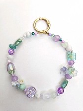 Phone charm wristlet - keychain - bag accessory multicolor beads hand-made
