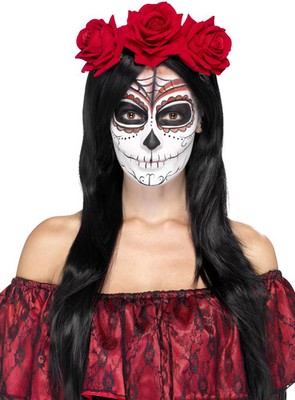 Rote Rosen Haarband - Schöner Haarschmuck für Feen oder Catrinas