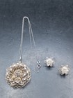 🔥 ART NOUVEAU STERLING SILVER FLORAL FILIGREE DESIGN NECKLACE EARRINGS SET — photo 1