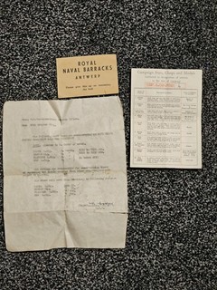 WW2 Royal Marines Signals Medal Slip And Documents Antwerp 1944