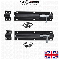 Heavy Duty Straight Tower Bolt Garden Shed Gate Barrel Bolt Black Bzp 3" - 12"