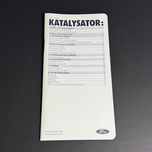 FORD KATALYSATOR / 32P Booklet / 80er DE Deutsch / SIERRA SCORPIO ESCORT FIESTA
