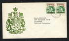 Canada #392 pair, 1961 5¢ Pauline Johnson Unknown green Coat of Arms cachet FDC