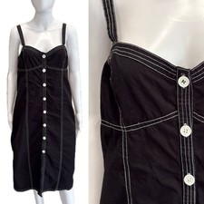 Urban Outfitters Overall Midi Dress Size M Button Front A-Line Retro Pinafore