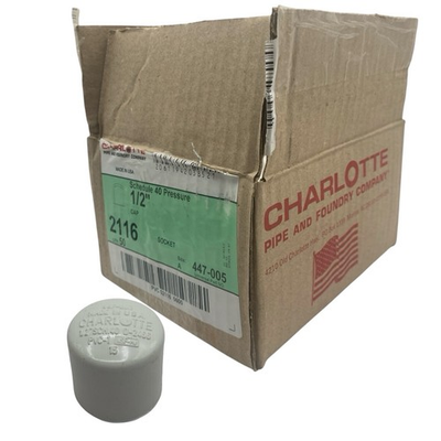 #ad CHARLOTTE #447 005 Schedule 40 PVC Pressure Cap 1 2quot; New Lot of 50 $29.97