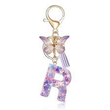 Fmeida Initial Letter Keychain for Women Name Key chain Bag Purse Charms