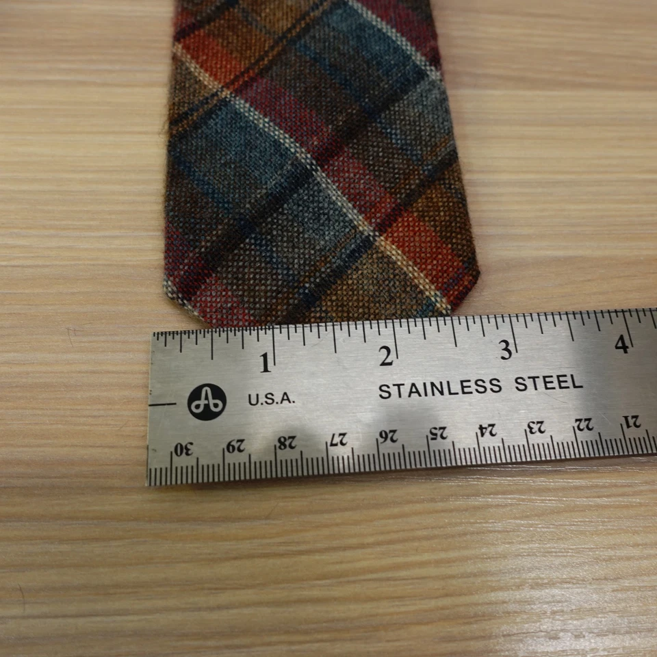 Corbata de tweed vintage años 60 para hombre azul a cuadros escoceses puntada sin cordones estrecha WEMBLEY EE. UU. Foto 4 de 4