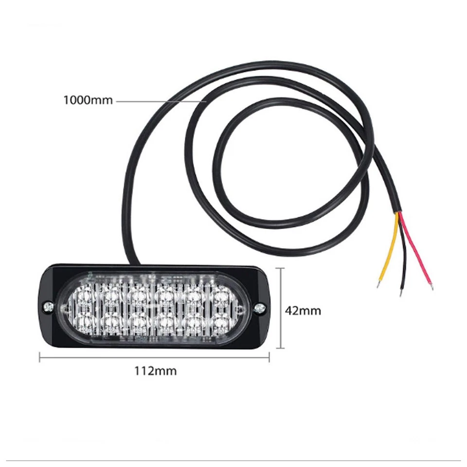 2PCS Yellow 12 LED Car Truck Emergency Warning Hazard Strobe Flash Light Bar - Image 4 of 4
