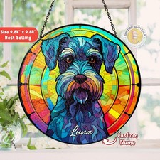 Custom Dog Portrait Stained Glass Suncatcher, Pet Loss Gift