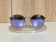 Ray-Ban RB3447 Round Gun-colored Frame Purple Lens Sunglasses