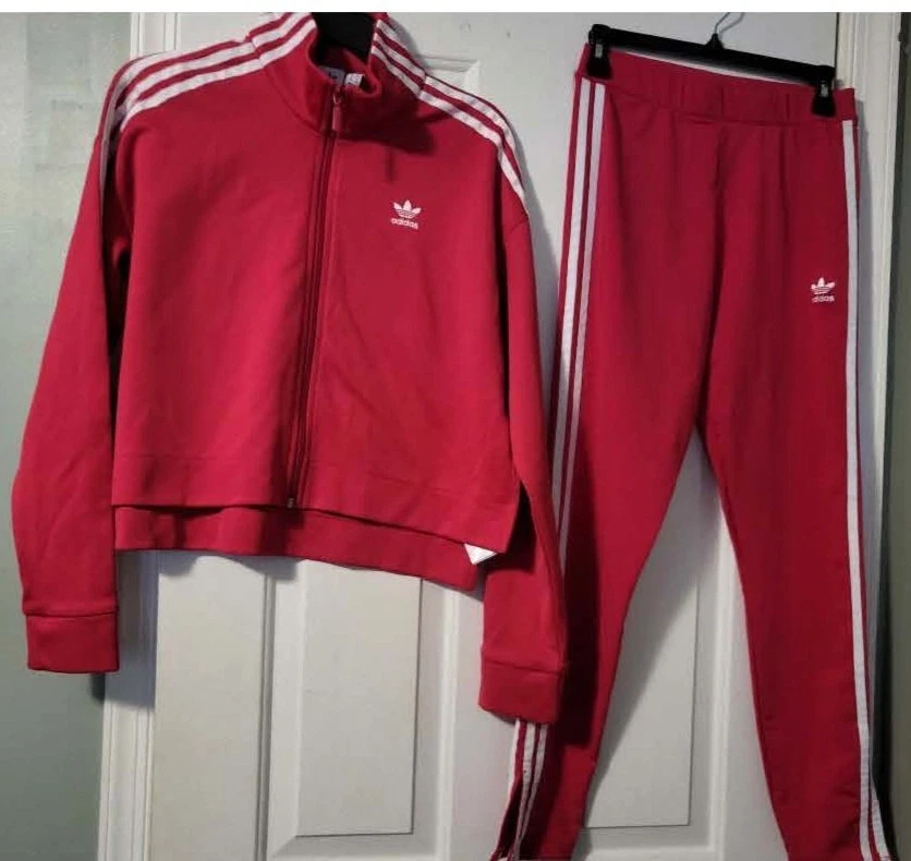 Adidas Original Women's Tracksuit Pink/White Trefoil Jacket (S) and Pants (M) - Image 2 of 4
