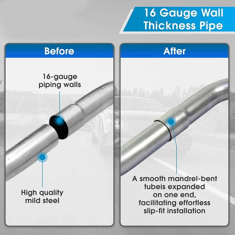 For Ford F-100 8PCS 2.5" Exhaust Pipe Mandrel Straight Bend Kits Stainless Steel - Image 4 of 4