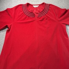 Vintage Vanity Fair Nightgown Red Long Sleeve Zip Front 54" USA Size L Large
