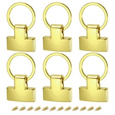6Pcs 22mm Key Fob with Keychain Ring Purse Bag 20mm Gold Tone
