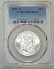 1953 D Franklin Half Dollar PCGS MS64FBL Frosty White PQ New Holder #R258H