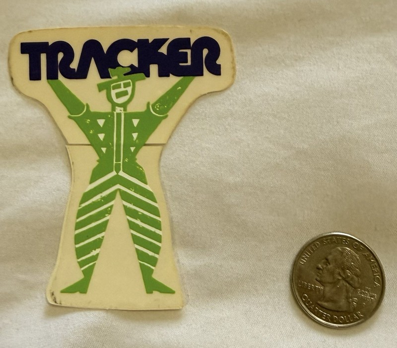 Vintage skateboard sticker Tracker Trucks! NOS! Green! Rare! Tracker Man!