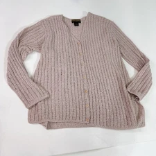 Finity Naturals Sweater Womens Small Beige Button Front Wool Blend Knit Cardigan