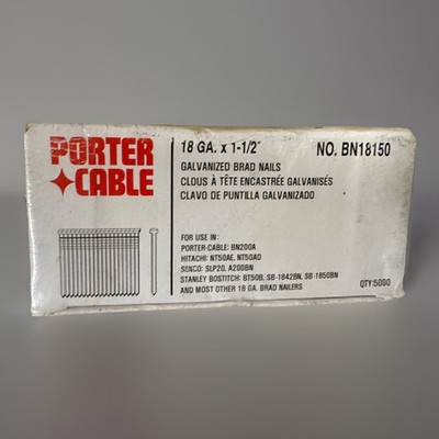 Porter Cable 18ga Gauge x 1- 1/2 Galvanized Brad Nails Qty 5000 BN18150