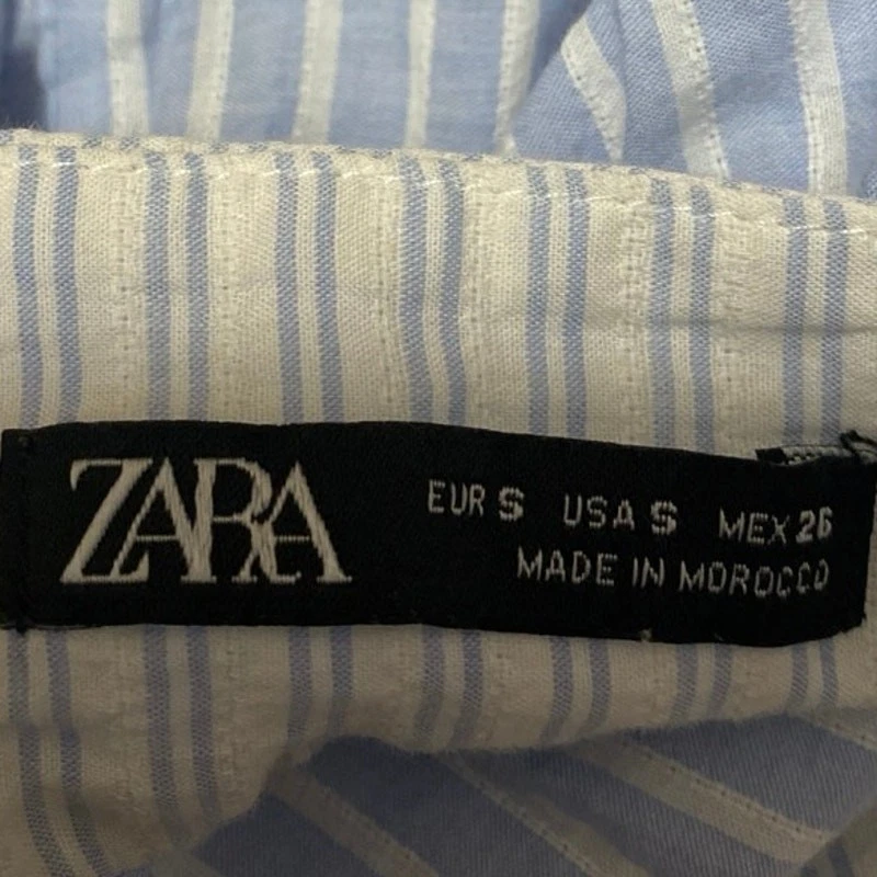 Camiseta sin mangas Zara azul blanco sin mangas a rayas cami camisola sin mangas peplum talla S Foto 3 de 3