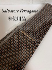 Salvatore Ferragamo New Unused Neck Tie Navy Orange Owl 100%Silk Made in Italy