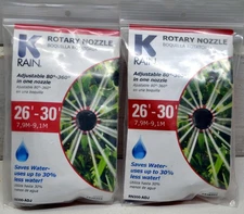 2 New K RAIN Rotary Nozzle  #438393 26"-30"  Adjustable 80*-360* w/adj. tool