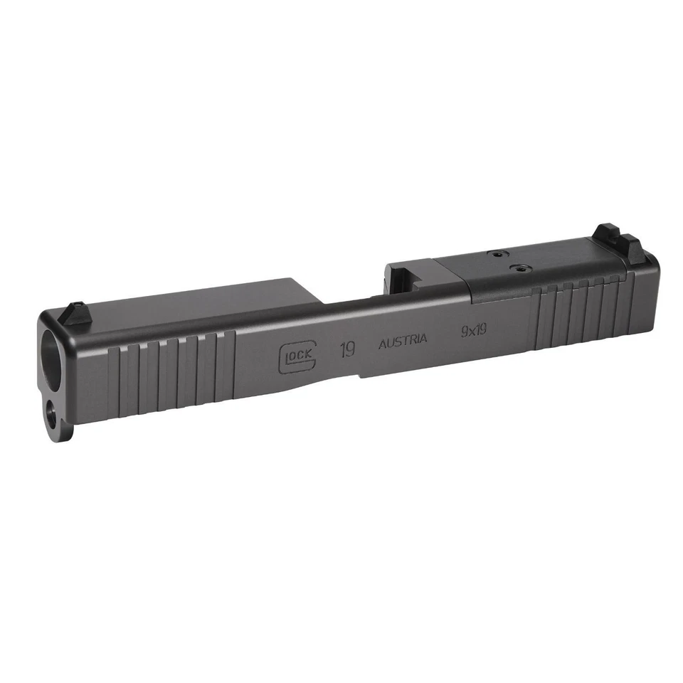 Glock G19 Gen3 OEM Slide, corte MOS, óptica lista con miras estándar, negro - 79008 Foto 2 de 4