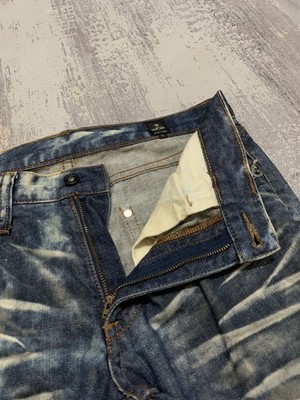Japanese Brand Semantic Design Acid Wash Jeans - Bleach Denim