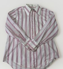 Vintage 70s Towncraft Penn Shirt JC Penney M/L Dagger Collar Pink Stripe