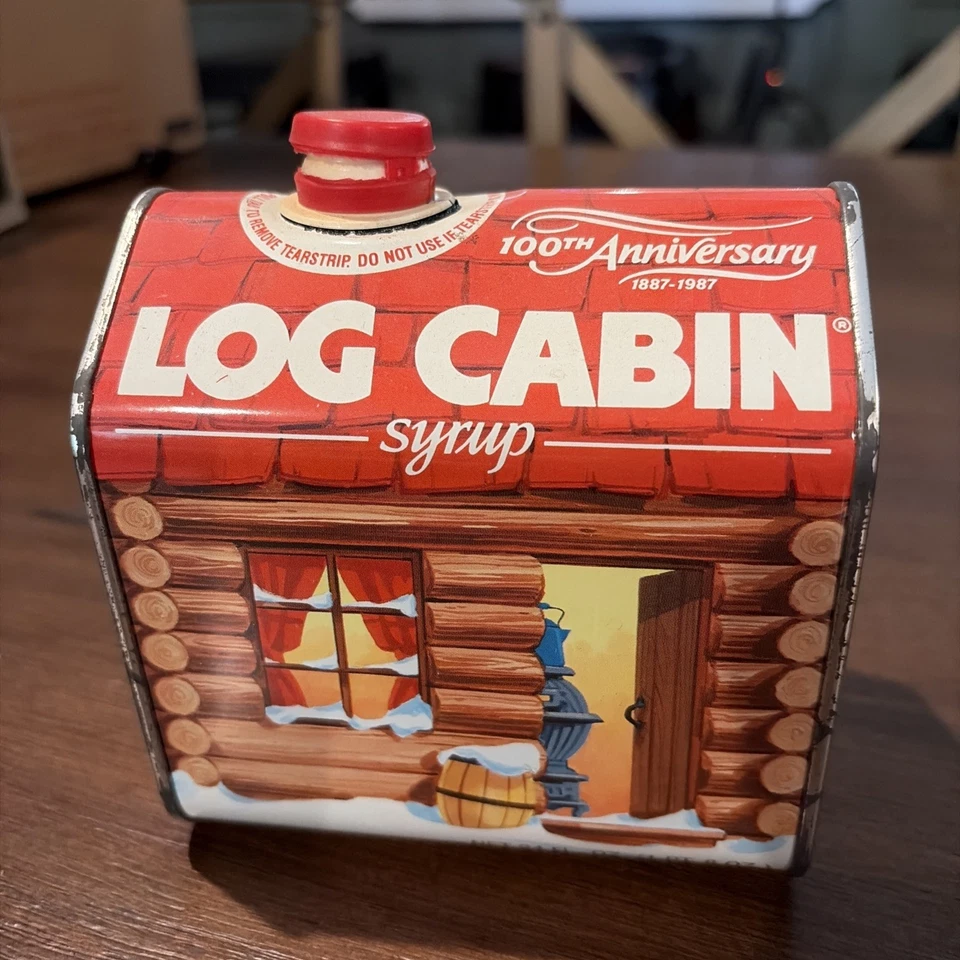 2-1987 100th Anniversary Commemorative Log Cabin Syrup Tins - Image 3 of 4