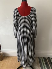 Mint Velvet Black & White Check Maxi Dress Size UK 10