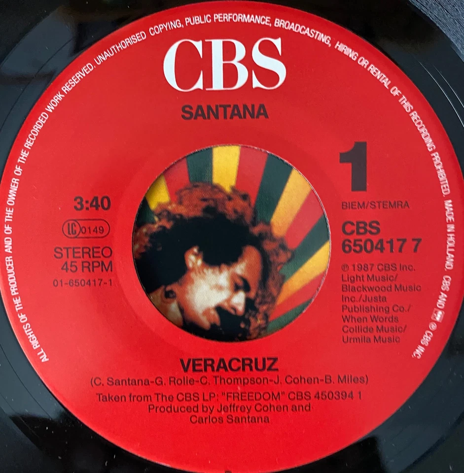 SANTANA - VERACRUZ & MANDELA - SINGLE 1987 - Bild 3 von 4