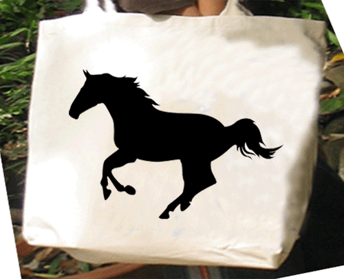 Silhouette Horses, Bolsa de Compras de Algodón, Elección de Colores, Negro, Crema - Imagen 2 de 2