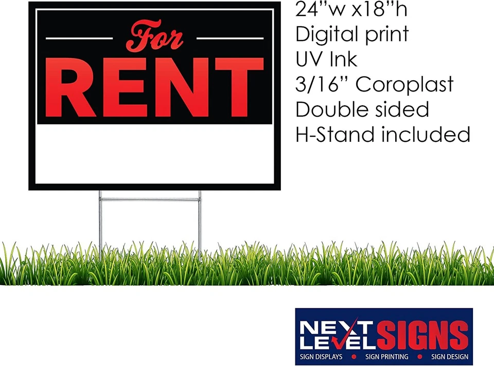 NEXT LEVEL SIGNS For Rent Yard Signs 24" W x 18" H Double Sided Waterproof - Image 2 of 4