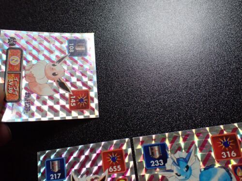 Pokemon Card Amada Holo Prism Sticker x3 Eevee Flareon Vaporeon #4572 - Picture 3 of 14