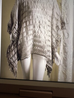 Another Important Culture Beige Cut Out Linen Cover Up Kaftan Tunic Top Sz S - M