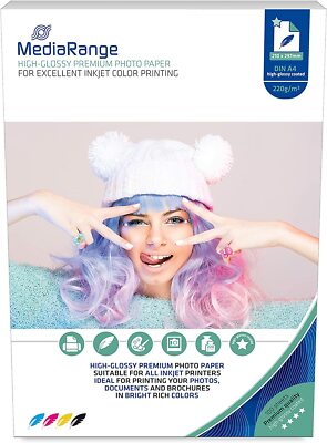 MediaRange MRINK103 Photopapier A4, 100 Blätter, 220 g/m², glänzend