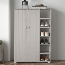 Bideford Tall Shoe Cabinet Warm Grey Oak